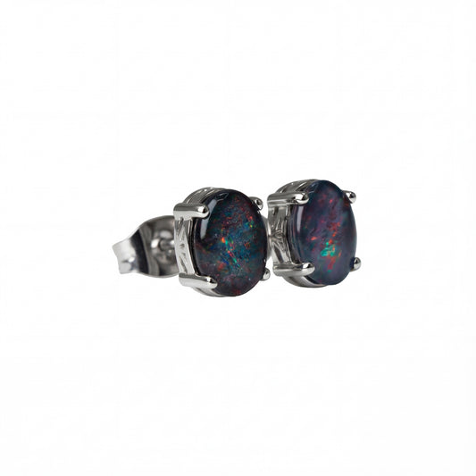 Triplet Opal Earrings in Stainless Steel - Multicolour