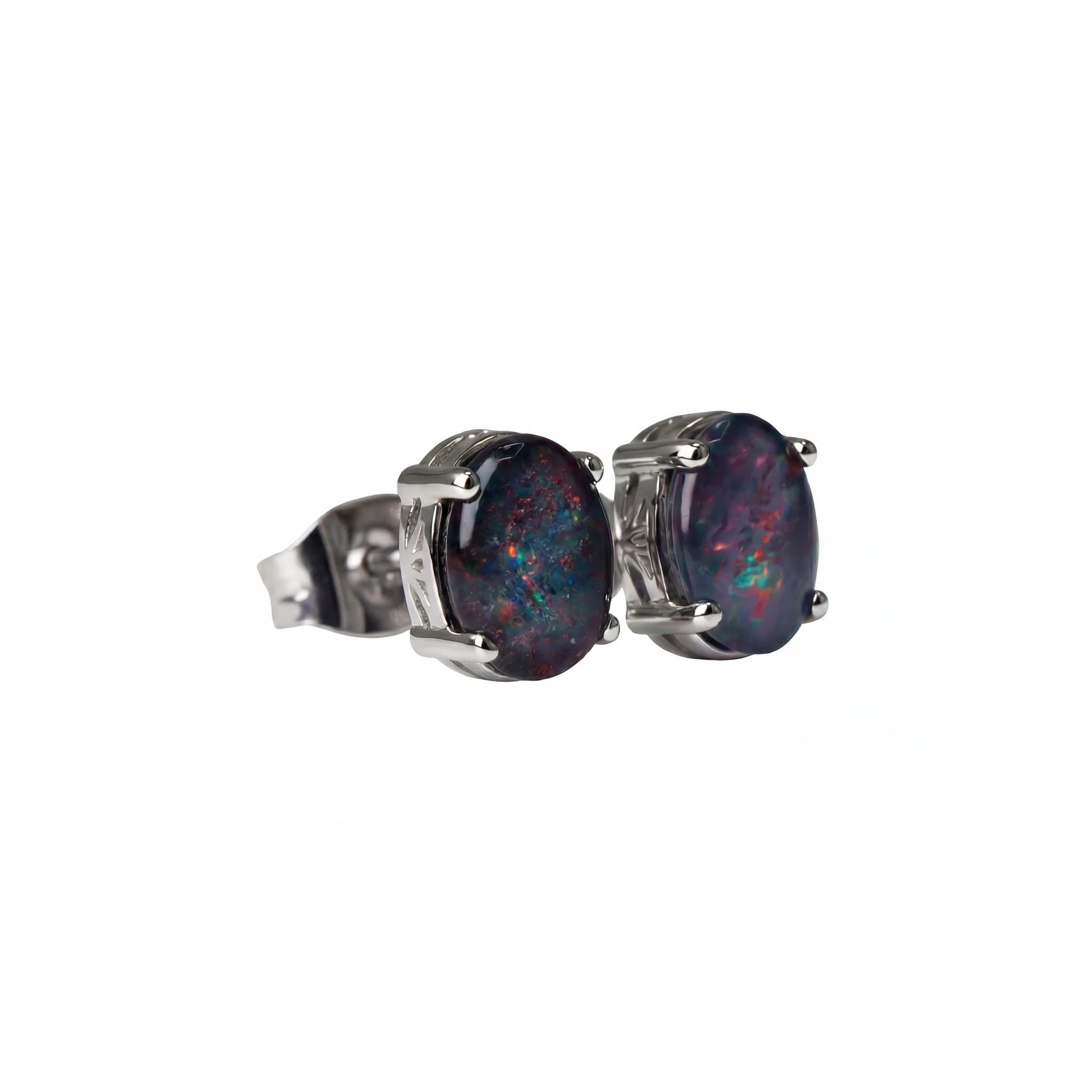 Triplet Opal Earrings in Stainless Steel - Multicolour - Australian Opal Cutters and Pearl Divers