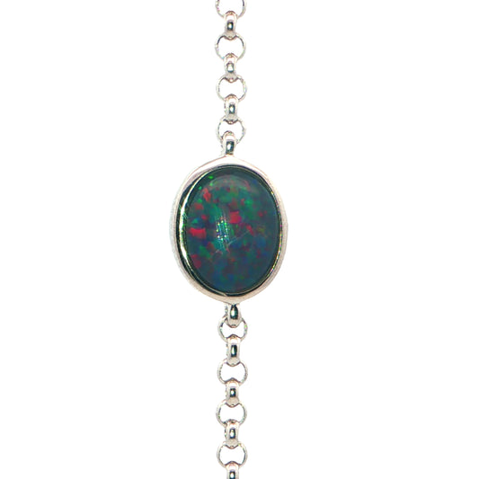 Triplet Opal Bracelet in 925 Sterling Silver - Multicolour