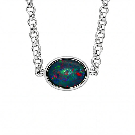 Triplet Opal Bracelet in 925 Sterling Silver - Multicolour - Australian Opal Cutters and Pearl Divers