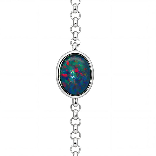 Triplet Opal Bracelet in 925 Sterling Silver - Multicolour - Australian Opal Cutters and Pearl Divers