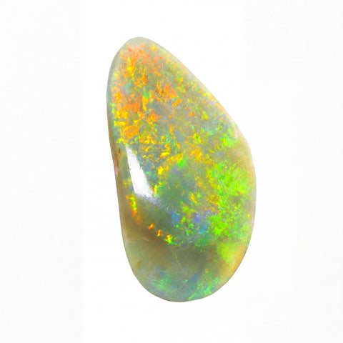 Multicoloured opal stone on a white background