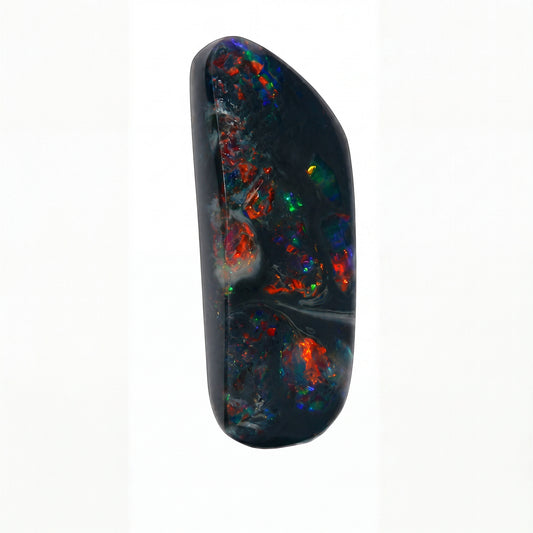 Multicoloured opal stone on a white background