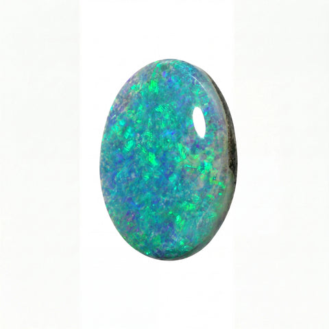 Multicoloured opal stone on a white background
