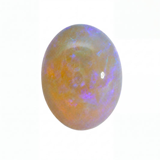 Multicoloured opal stone on a white background