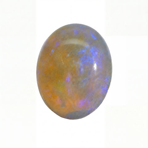 Multicoloured opal stone on a white background