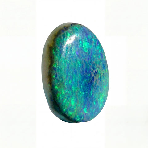 Multicoloured opal stone on a white background