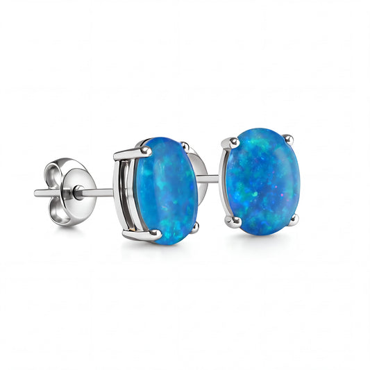 Triplet Opal Earrings in 925 Sterling Silver - Green-Blue - Australian Opal Cutters and Pearl Divers