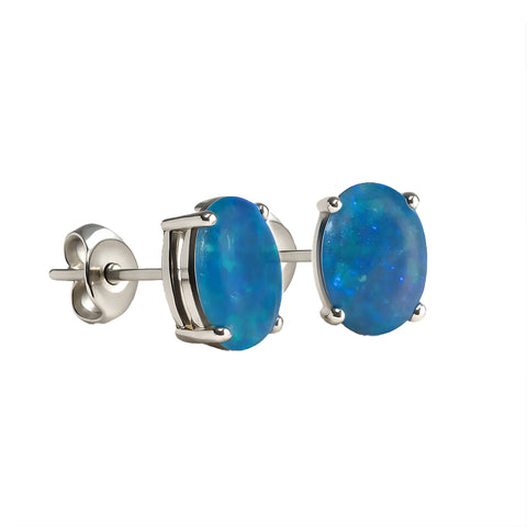 Triplet Opal Earrings in 925 Sterling Silver - Green-Blue