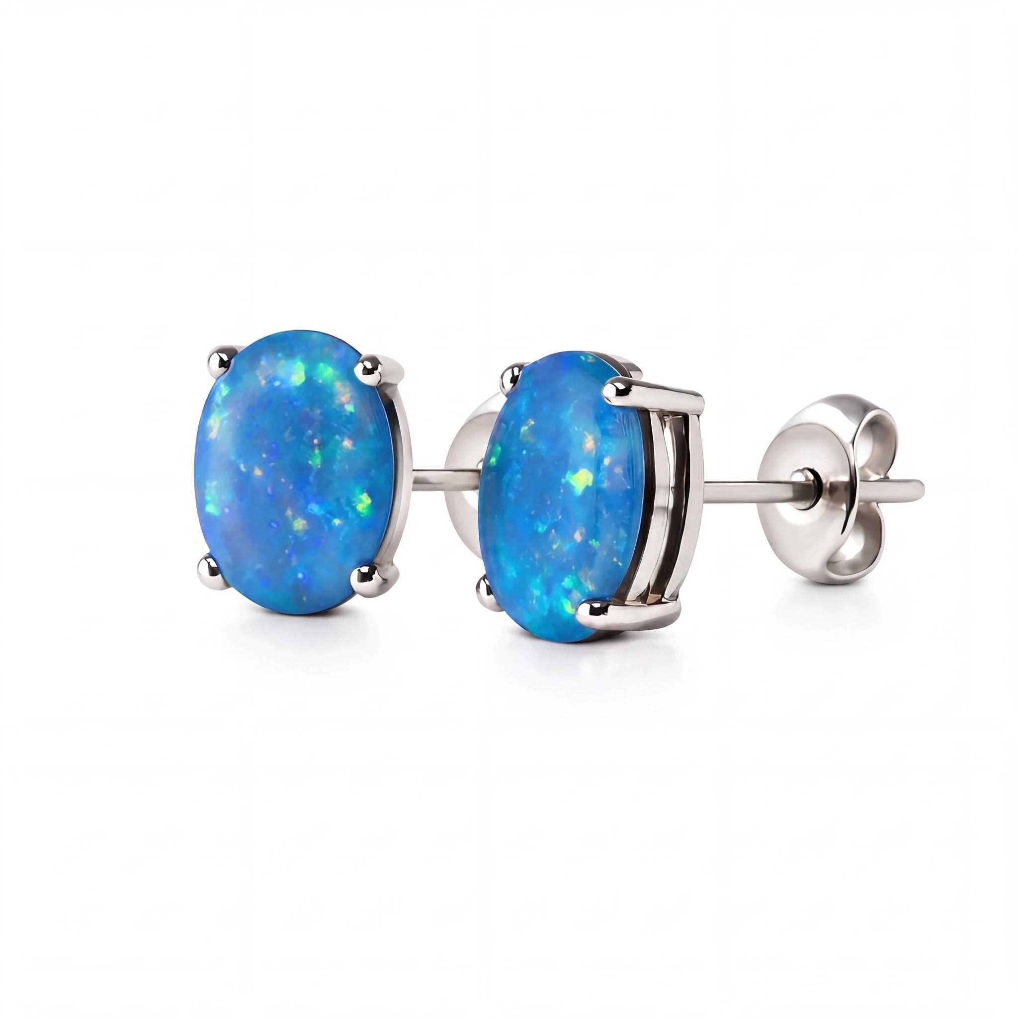 Triplet Opal Earrings in 925 Sterling Silver - Green-Blue - Australian Opal Cutters and Pearl Divers