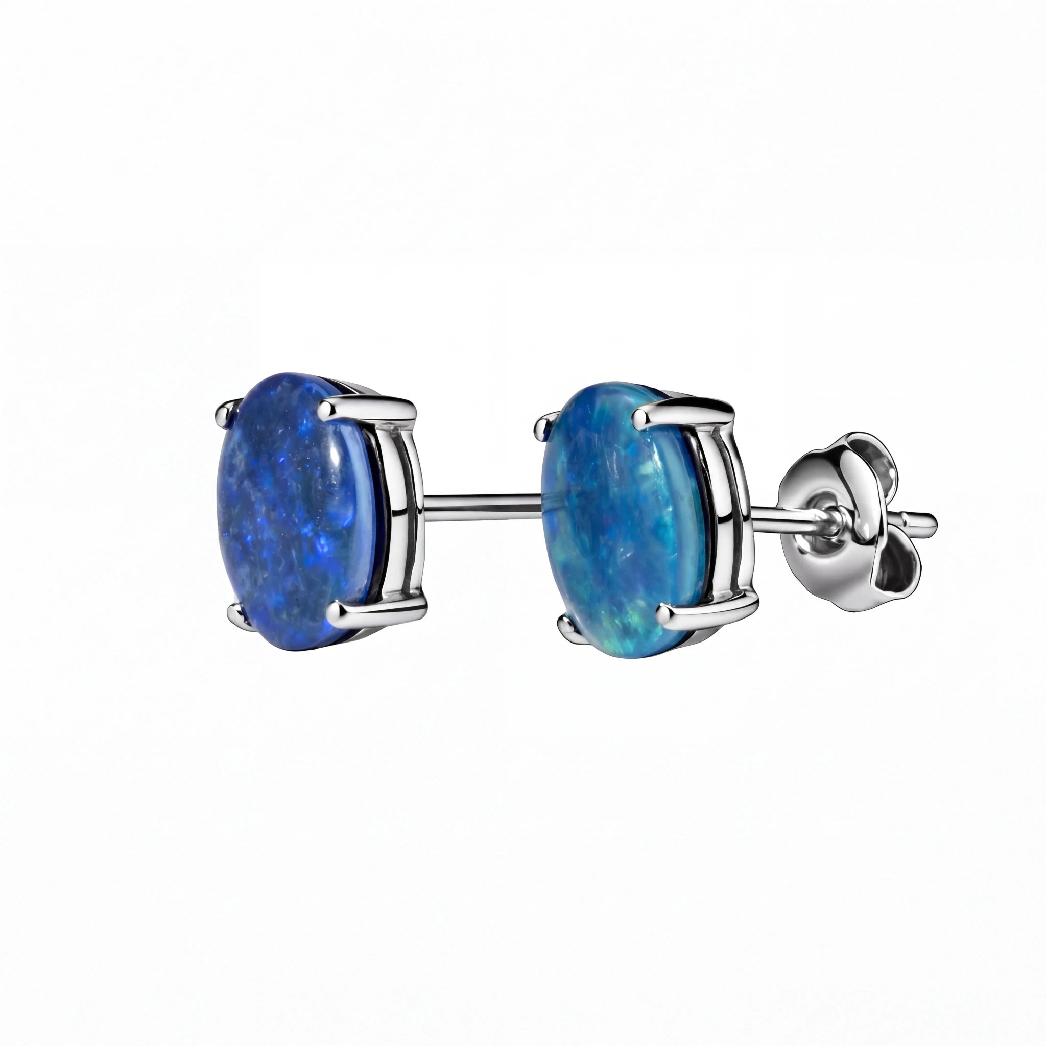 Triplet Opal Earrings in 925 Sterling Silver - Green-Blue - Australian Opal Cutters and Pearl Divers