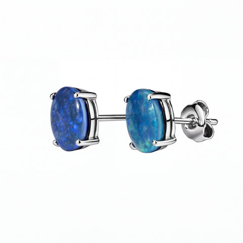 Triplet Opal Earrings in 925 Sterling Silver - Green-Blue - Australian Opal Cutters and Pearl Divers