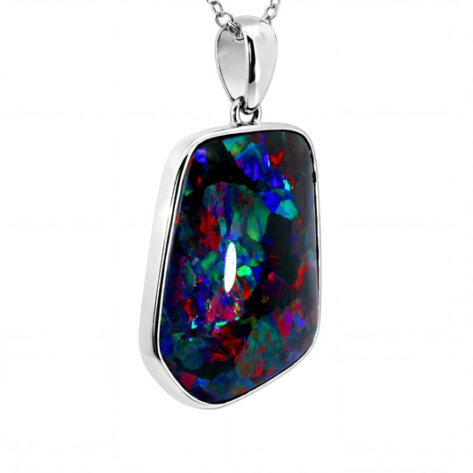 Triplet Opal Pendant in 925 Sterling Silver - Multicolour - Australian Opal Cutters and Pearl Divers