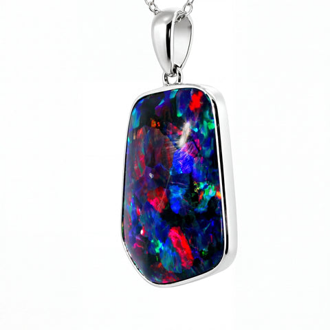 Triplet Opal Pendant in 925 Sterling Silver - Multicolour - Australian Opal Cutters and Pearl Divers