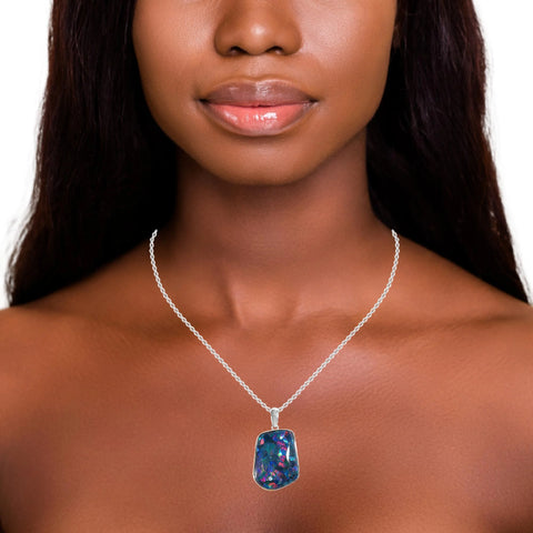 Triplet Opal Pendant in 925 Sterling Silver - Multicolour