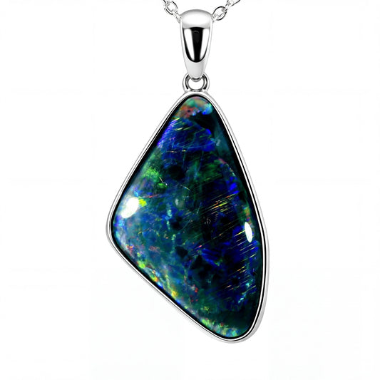 Triplet Opal Pendant in 925 Sterling Silver - Multicolour - Australian Opal Cutters and Pearl Divers
