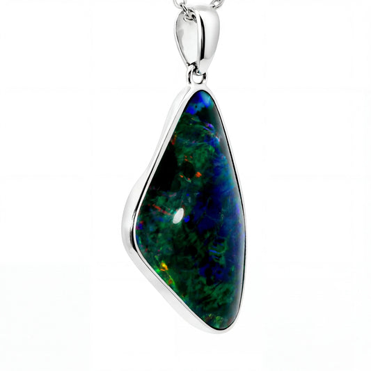 Triplet Opal Pendant in 925 Sterling Silver - Multicolour - Australian Opal Cutters and Pearl Divers