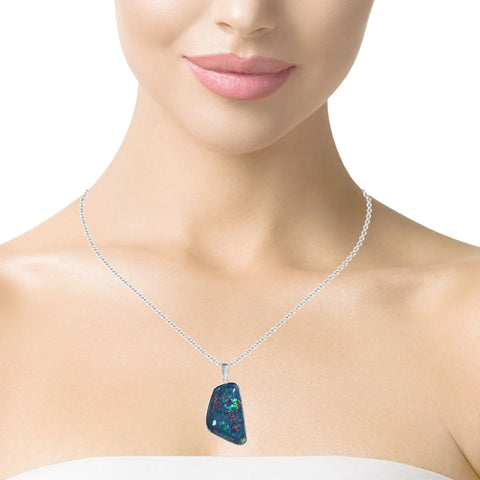 Triplet Opal Pendant in 925 Sterling Silver - Multicolour