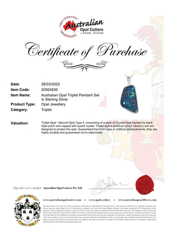 Triplet Opal Pendant in 925 Sterling Silver - Multicolour