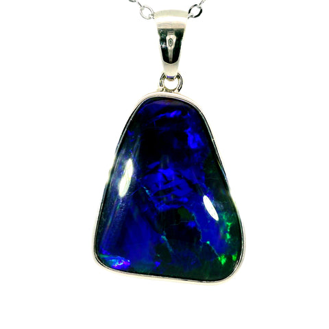 Triplet Opal Pendant in 925 Sterling Silver - Green-Blue