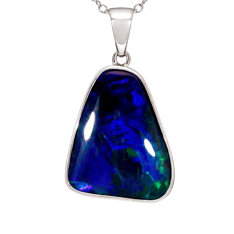 Triplet Opal Pendant in 925 Sterling Silver - Green-Blue - Australian Opal Cutters and Pearl Divers