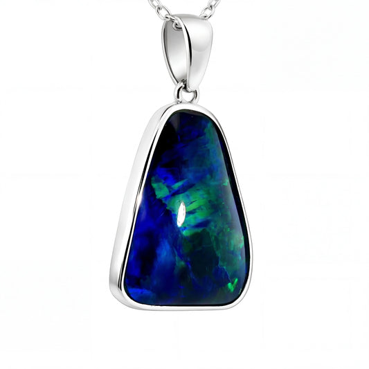 Triplet Opal Pendant in 925 Sterling Silver - Green-Blue - Australian Opal Cutters and Pearl Divers