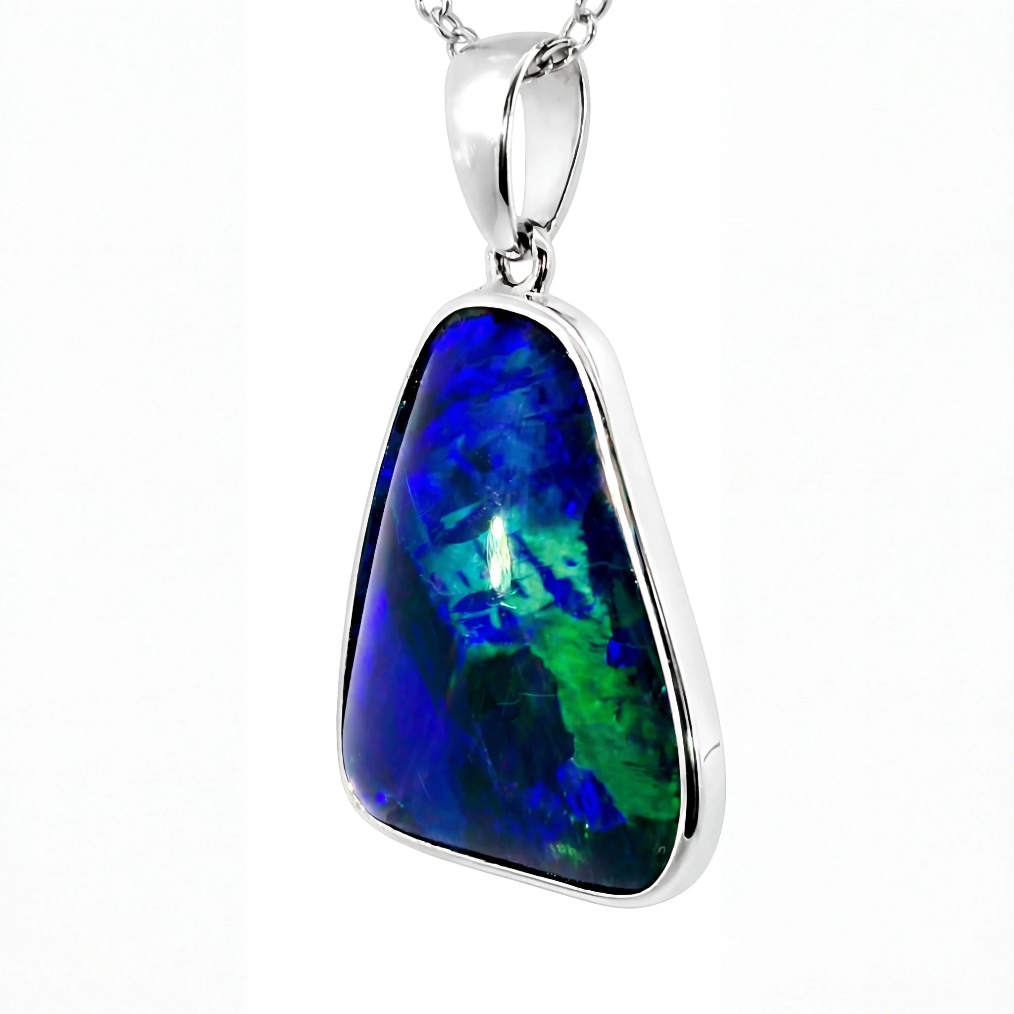 Triplet Opal Pendant in 925 Sterling Silver - Green-Blue - Australian Opal Cutters and Pearl Divers