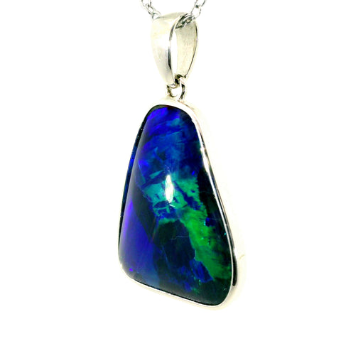 Triplet Opal Pendant in 925 Sterling Silver - Green-Blue
