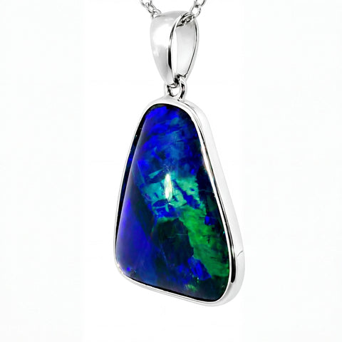 Triplet Opal Pendant in 925 Sterling Silver - Green-Blue - Australian Opal Cutters and Pearl Divers