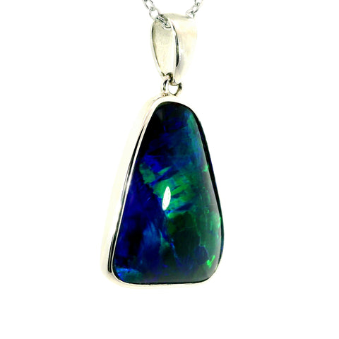 Triplet Opal Pendant in 925 Sterling Silver - Green-Blue