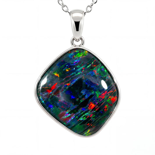 Triplet Opal Pendant in 925 Sterling Silver - Multicolour - Australian Opal Cutters and Pearl Divers