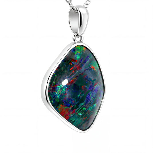 Triplet Opal Pendant in 925 Sterling Silver - Multicolour - Australian Opal Cutters and Pearl Divers