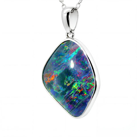 Triplet Opal Pendant in 925 Sterling Silver - Multicolour - Australian Opal Cutters and Pearl Divers