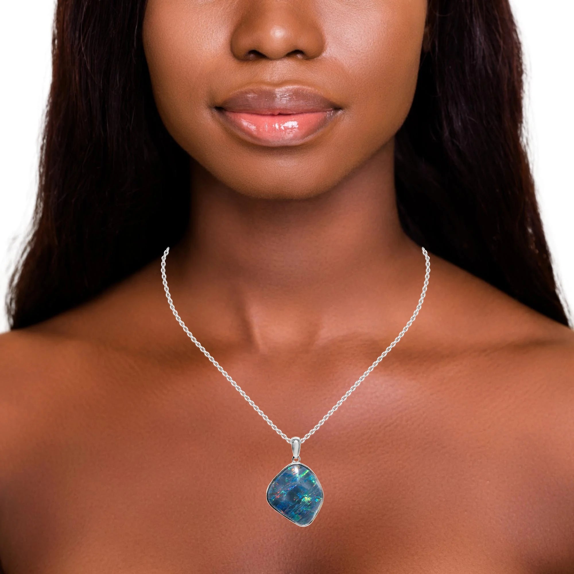 Triplet Opal Pendant in 925 Sterling Silver - Multicolour