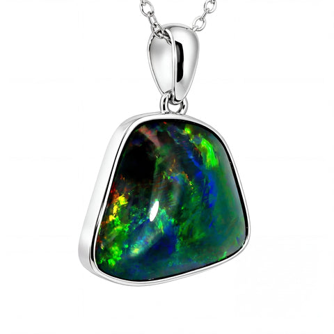 Triplet Opal Pendant in 925 Sterling Silver - Multicolour - Australian Opal Cutters and Pearl Divers