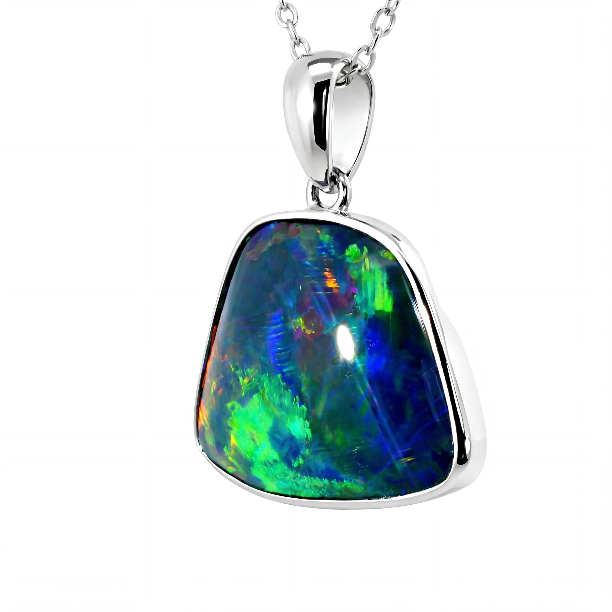 Triplet Opal Pendant in 925 Sterling Silver - Multicolour - Australian Opal Cutters and Pearl Divers