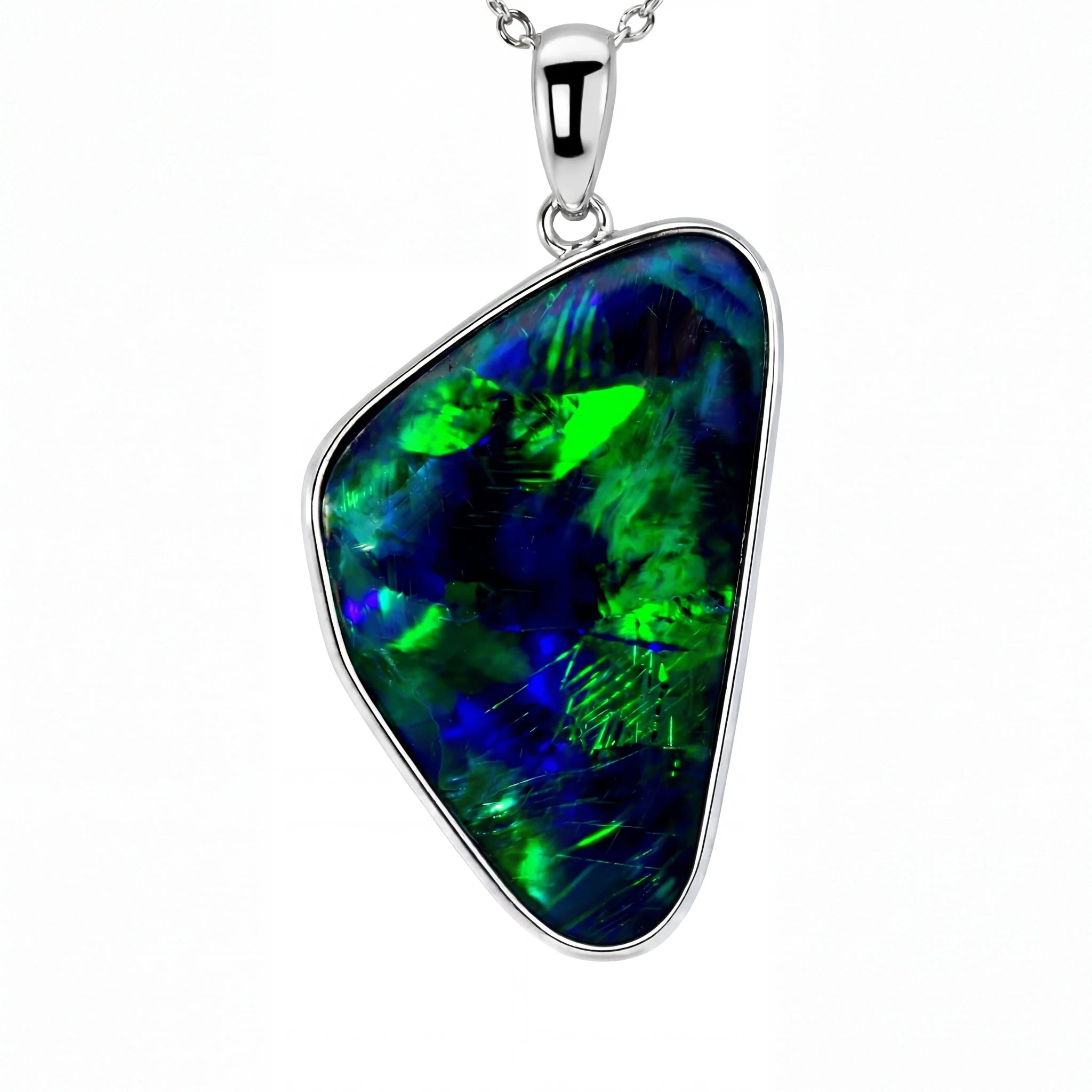 Triplet Opal Pendant in 925 Sterling Silver - Green-Blue - Australian Opal Cutters and Pearl Divers