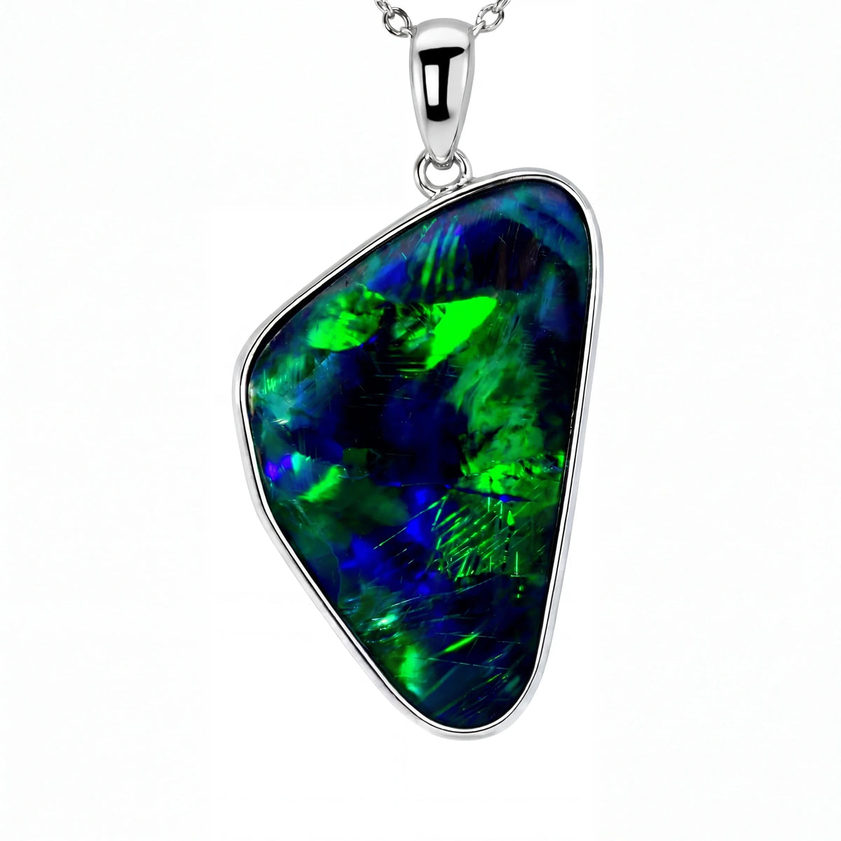 Triplet Opal Pendant in 925 Sterling Silver - Green-Blue - Australian Opal Cutters and Pearl Divers
