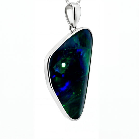 Triplet Opal Pendant in 925 Sterling Silver - Green-Blue