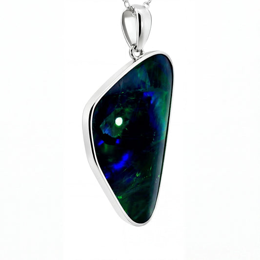 Triplet Opal Pendant in 925 Sterling Silver - Green-Blue - Australian Opal Cutters and Pearl Divers