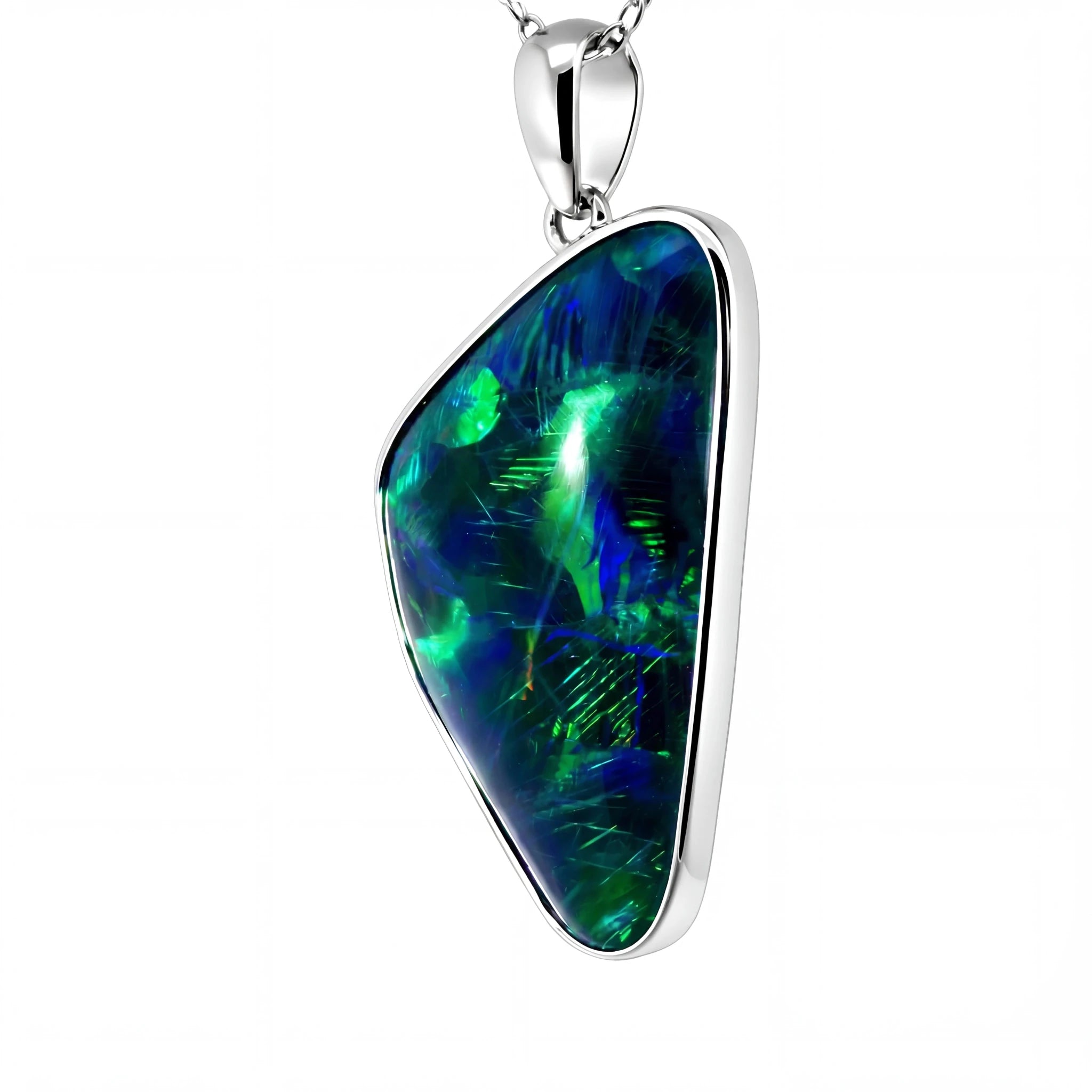 Triplet Opal Pendant in 925 Sterling Silver - Green-Blue - Australian Opal Cutters and Pearl Divers
