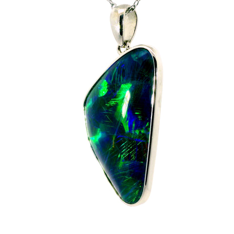Triplet Opal Pendant in 925 Sterling Silver - Green-Blue