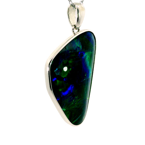 Triplet Opal Pendant in 925 Sterling Silver - Green-Blue