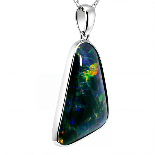 Triplet Opal Pendant in 925 Sterling Silver - Multicolour - Australian Opal Cutters and Pearl Divers