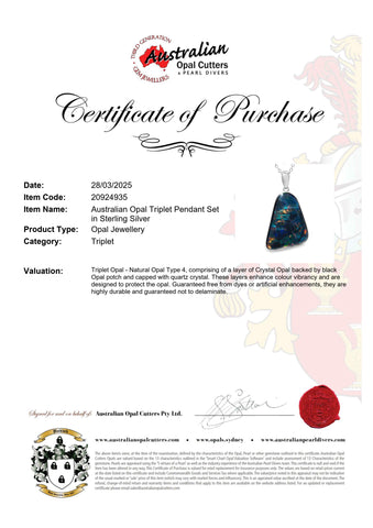 Triplet Opal Pendant in 925 Sterling Silver - Multicolour