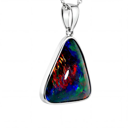 Triplet Opal Pendant in 925 Sterling Silver - Multicolour - Australian Opal Cutters and Pearl Divers