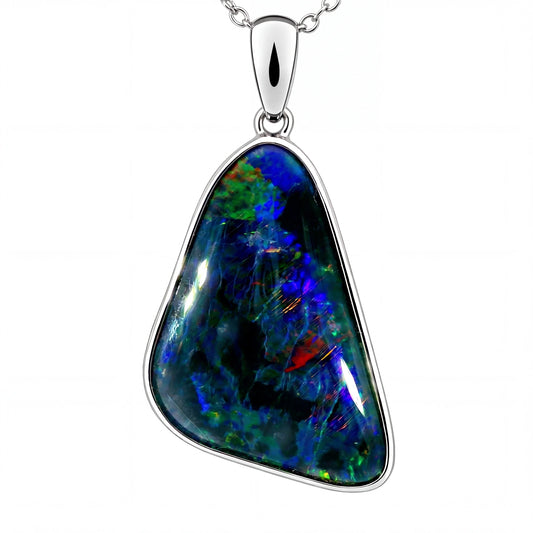 Triplet Opal Pendant in 925 Sterling Silver - Multicolour - Australian Opal Cutters and Pearl Divers