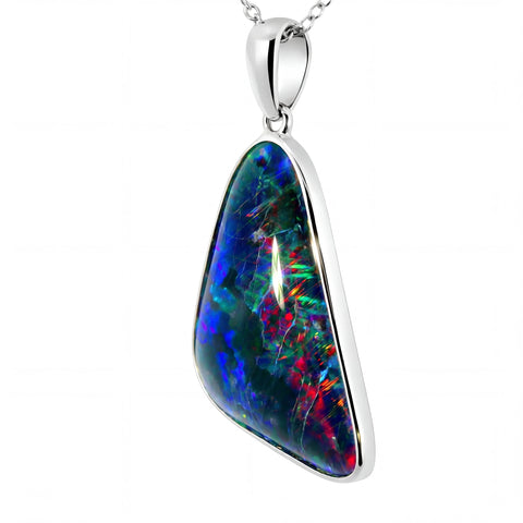 Triplet Opal Pendant in 925 Sterling Silver - Multicolour - Australian Opal Cutters and Pearl Divers