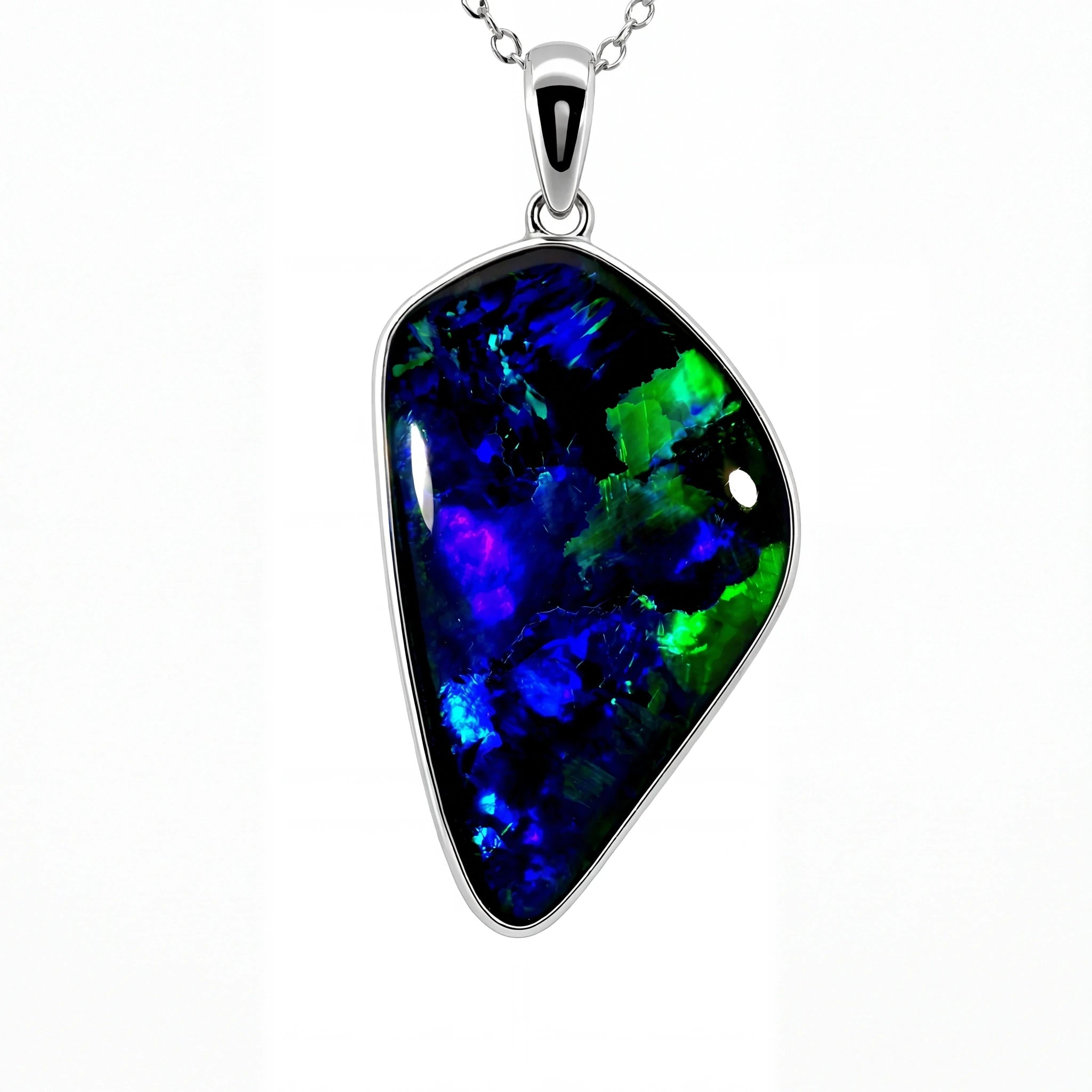 Triplet Opal Pendant in 925 Sterling Silver - Green-Blue - Australian Opal Cutters and Pearl Divers