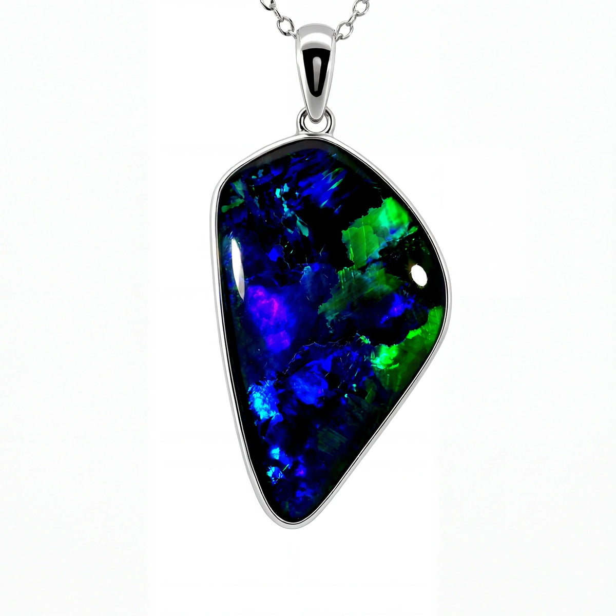 Triplet Opal Pendant in 925 Sterling Silver - Green-Blue - Australian Opal Cutters and Pearl Divers